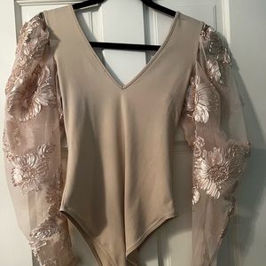 Pink / beige zara body suit